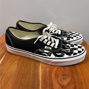 Vans Black and White Flame Checkered Shoes